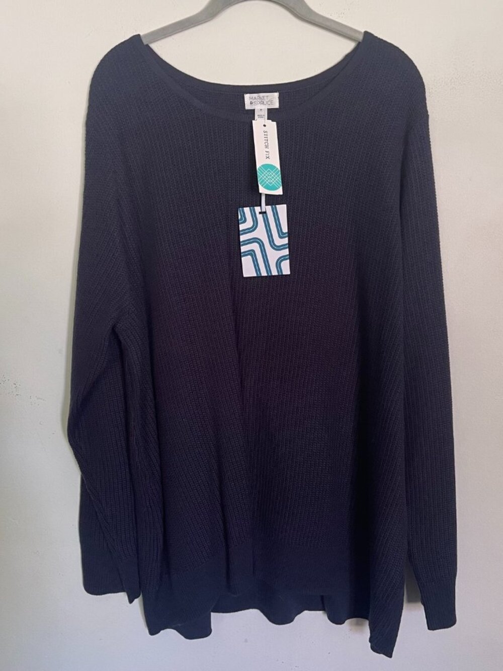 Market & Spruce Cable Knit Sweater Women’s 3X Solid Navy Stitch Fix New T6